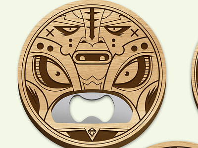 Beeropener beer face mask opener product tribal vector wood