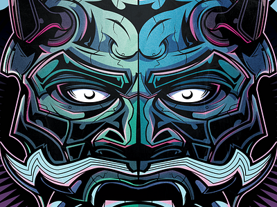 Oni mask poster illustration mask oni poster vector