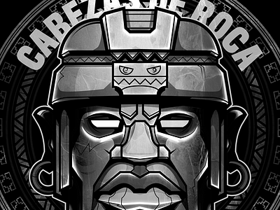 Olmec bw illustration mask olmec vector