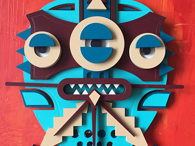 Pixelkaiju mask art mask monster wood