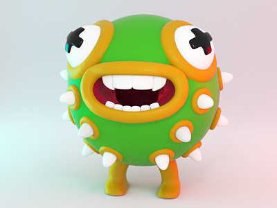 3D creature 3d cactus character design fish modelling porcupine test toy