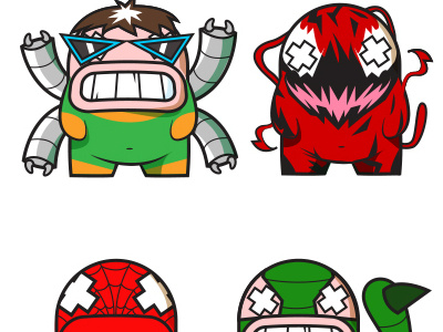 Spideykaiju characters illustration marvel pixelkaiju spider man stickers