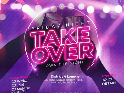 Takeover parry flyer graphic design logo