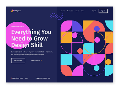 Skillgrow — e-learning | hero section branding design graphic design typography ui ux vector webdesign