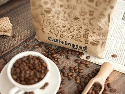 Caffeinated Coffee Branding | Paper Bag brand identity branding coffee