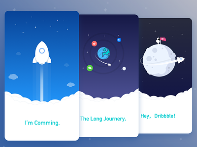 MY First Shots airship illustration interface onboarding outer space