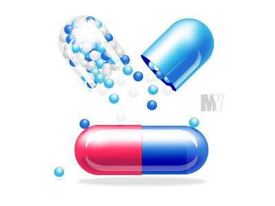 Color pills 2d design icons illustrations illustrator pharmaceuticals pills vector