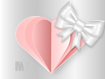 Heart with bow 2d bow branding design heart holiday illustration illustrator pink vector