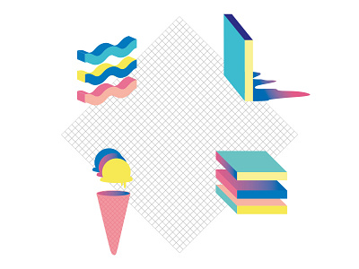 La Come Di Shapes 3d branding dubai gelato grid illustration lacomedi shapes
