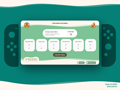 Daily UI #004 (Calculator) animal crossing calculator design interface nintendo switch ui