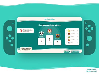 Daily UI #019 (Leaderboard) animal crossing daily ui design leaderboard nintendo switch ui