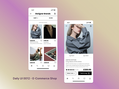Daily UI 012 : E-commerce Shop 100daysofdesign dailyui dailyui012 design graphic design ui