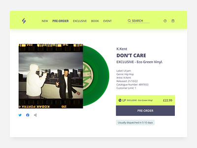 Daily UI 075: Pre-Order 075 100daysofdesign branding dailyui day075 design e commerce figma interface lp music pre order product ui ux vinyl web