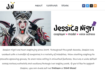 Jessica Nigri Website cosplay design graphic design homepage jessicanigri ui webdesign