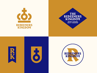 Redeemers Kingdom antique branding crown geometric identity logo minimal monogram personal simple symbol typography vector vintage
