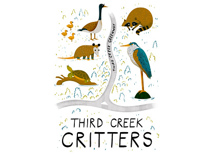 Third Creek Critters animals illustration map map illustration postcards print design