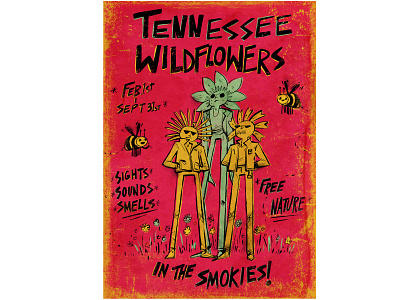 Tennessee Wildflowers bandposter branding comic illustration music poster typography