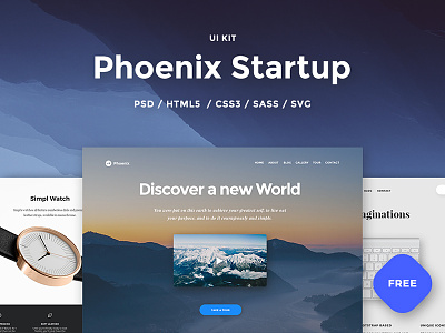 Phoenix Startup Ui Kit clean dailyui flat inspiration free download freebie psd slider ui design ui kit ux web