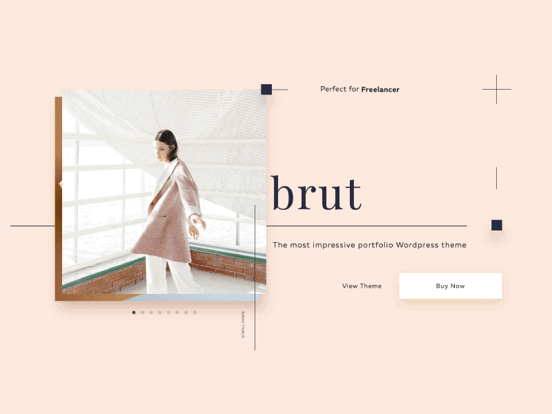 Brut Portfolio animation inspiration landing page portfolio for designers psd download sketch freebie theme transitions typography grid ui web design wordpress