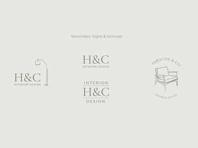 Hirsche & Co, interior design - secondary logos & lockups brand design branding design graphic design illustration interior design branding interior design logo lockup logo