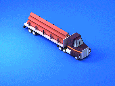 Truck 3d animation cartoon design illustration low lowpoly sketchfab toon truck wood