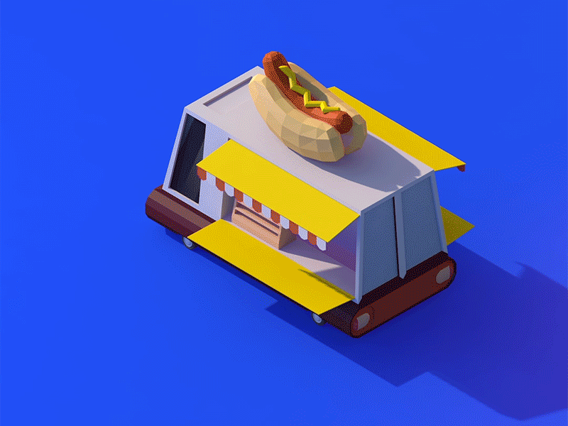 Hot Dog 3d animation cartoon dog hot illustration isometric low lowpoly toon truck