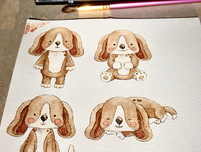 Watercolour Dogs in progress cute cute dog cute illustration dog graphics illustration watercolor watercolour