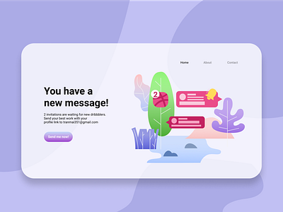 Dribbble Invitations design flat illustration interaction invitaion invitation card ui ux web website