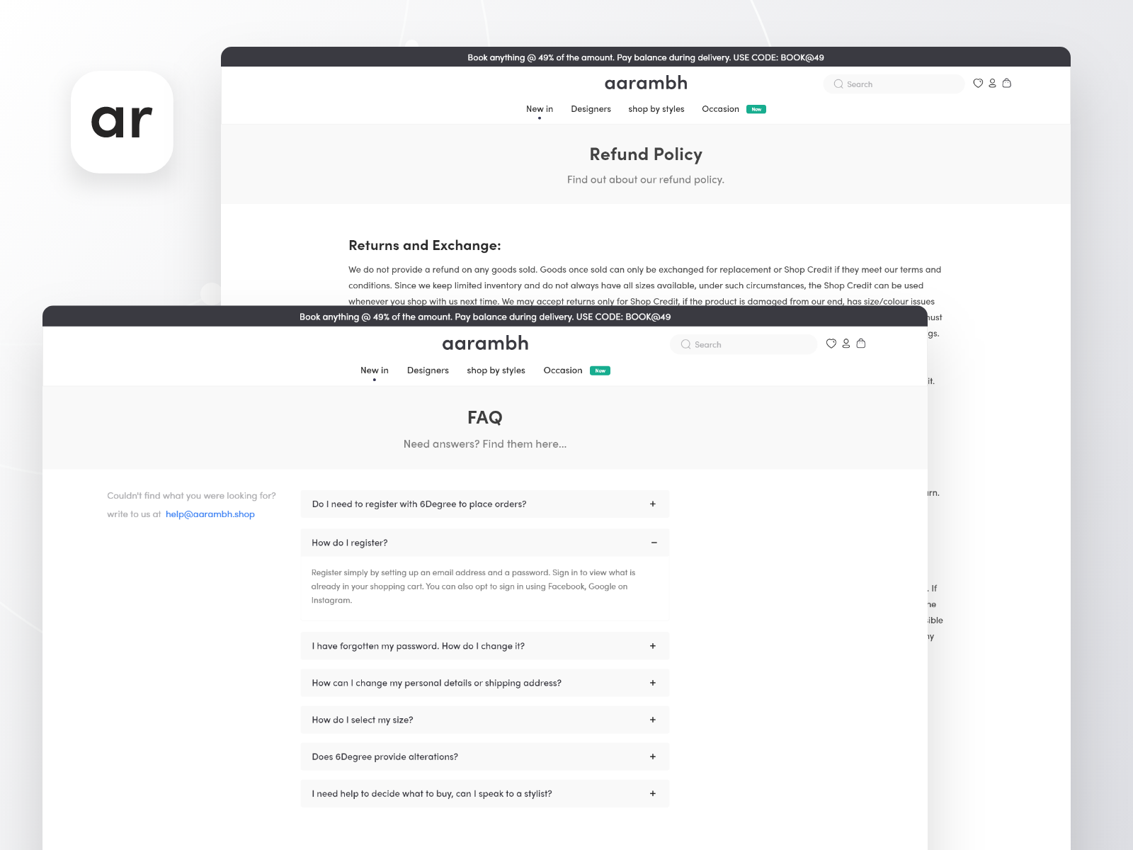 E-commerce FAQ & Policy Page by Ayush Parashar on Dribbble
