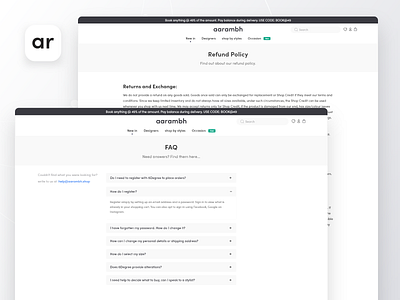 E commerce FAQ Policy Page by Ayush Parashar on Dribbble