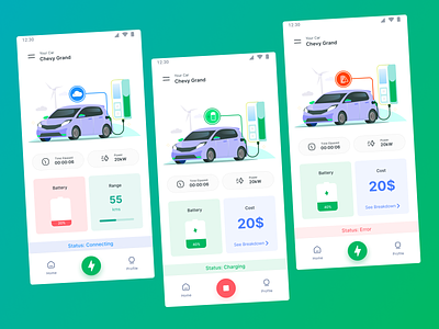 ChargeBee - Car Charging State illustrations car charging design e-car e-charge electric freebies illustration ui