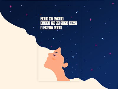 City Of Stars - Insta Story design dream illustraion illustrator inspiration minimal story thinking typography universe vector woman