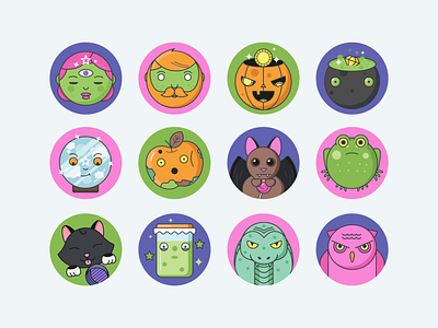 Witchy Halloween Characters character colorful cute design halloween illustration spooky vector vibrant witchy