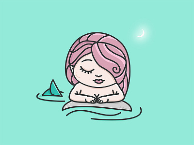 Pastel mermaid adorable character cute illustration logo meditation mermaid pastel pink hair soft vector
