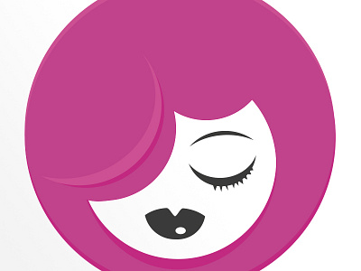 Pink-haired character cute design girl hair illustration logo minimal modern neon pink