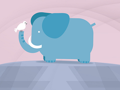 Elephant bird character cute design elephant illustration listening logo pastel talking vector