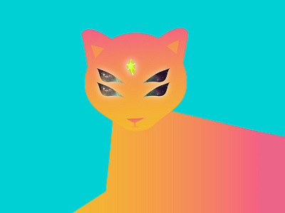 Cosmic Creature alien cat character creature cute illustration jewels kitten neon third eye universe vivid