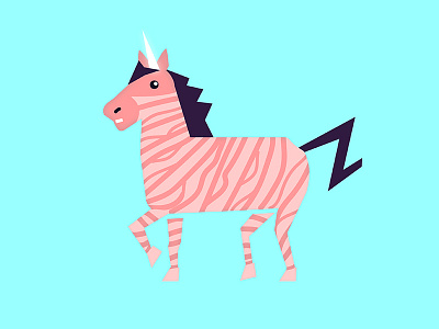 Zebricorn character cute flat illustration neon unicorn vector zebra