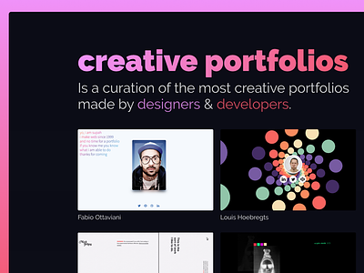 Creative Portfolios creative design gatsby gradient javascript portfolios react ui ui design ux