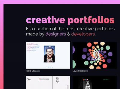 Creative Portfolios creative design gatsby gradient javascript portfolios react ui ui design ux