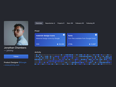 Github Profile - Dark UI