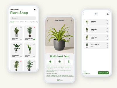 Plant Shop Mobile App animation app apple application branding design food graphic design green illustration interface ios logo mobile mobile app plant ui