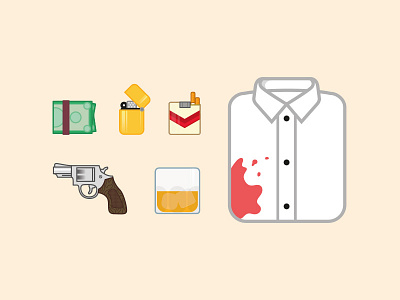 Gangster Icon blood cash gangster gun icon liquor shirt tobacco vector