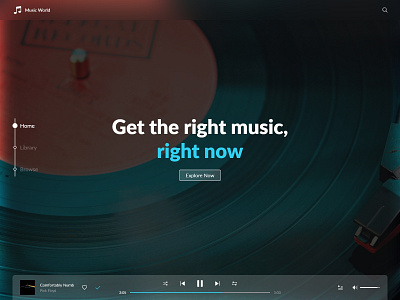 Music - World Landing Page Website adobe xd album apple music design home page landing page modern music music app music player play player spotify streaming ui ux web web design website website design