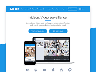 Ivideon Main Page cameras design flat landing page main main page material modern roboto ui web design