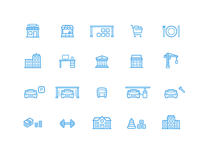 Ivideon Solutions Icon Set branding building car cart fitness icon icon set icons identity illustrations money store