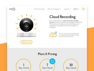 Oco Cloud Recording Pricing Plans camera design flat material modern plans price pricing pricing page pricing plans table ui web web design webpage