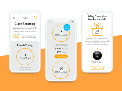 Oco Cloud Recording Pricing Plans (Mobile) adaptive camera design flat material mobile modern plans price pricing pricing page pricing plans responsive ui web web design webpage