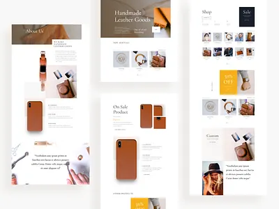 Leather Company Template Design for Divi clean divi elegant themes icon design landing page layout leather leather company leather goods leather jacket leatherface minimal template typography ui ux web design website website design wordpress