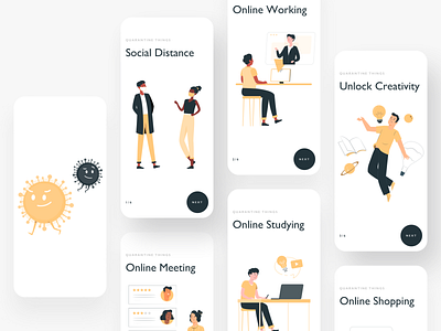 Quarantine Things app app design application awareness brand identity branding clean covid 19 illustration logo minimal quarantine remote work stay home stay safe typography ui ux vector website